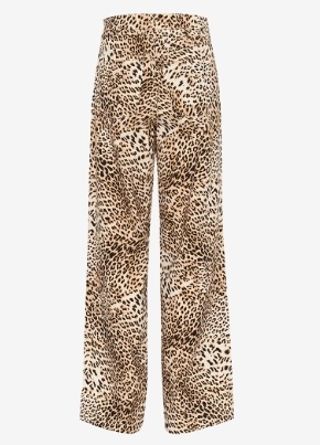 Gestuz Dames Luipaardprint wijd broek, bruin