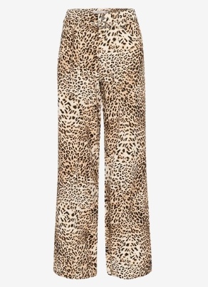 Gestuz Dames Luipaardprint wijd broek, bruin