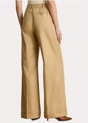 Lauren Ralph Lauren Dames Wijde Broek, beige