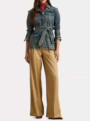 Lauren Ralph Lauren Dames Wijde Broek, beige