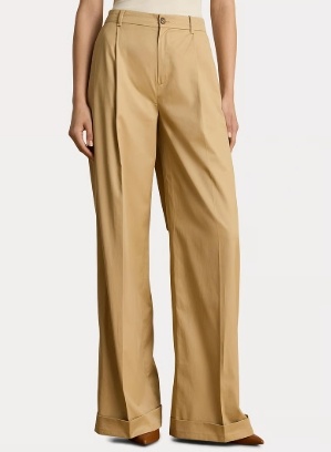 Lauren Ralph Lauren Dames Wijde Broek, beige