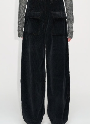 HOPE Dames Corduroy Wijde Broek, zwart