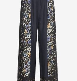 Munthe Zijden Flora Wijde Broek, zwart