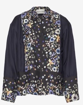 Munthe Dames Zijden Flora Blouse, zwart