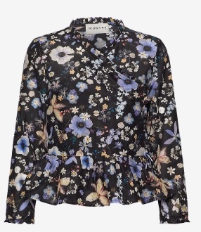 Munthe Dames Zijde Flora Blouse, zwart