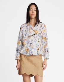 Munthe Dames Zijde Flora Blouse, creme