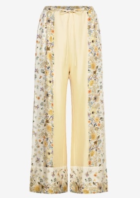 Munthe Dames Zijden Flora Wijde Broek, creme