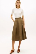 Tommy Hilfiger Dames Knielange Linnen Rok,  olijfgroen