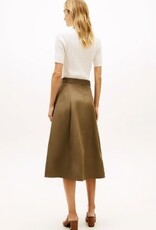 Tommy Hilfiger Dames Knielange Linnen Rok,  olijfgroen