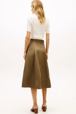 Tommy Hilfiger Dames Knielange Linnen Rok,  olijfgroen