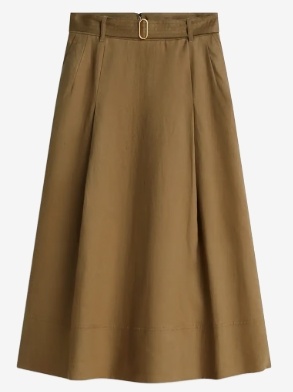 Tommy Hilfiger Dames Knielange Linnen Rok,  olijfgroen