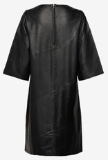 DEPECHE Dames Zacht Leer Lange Jurk, zwart