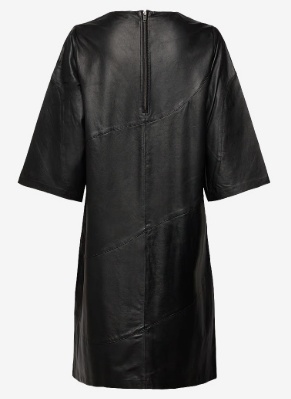 DEPECHE Dames Zacht Leer Lange Jurk, zwart