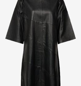 DEPECHE Dames Lederen jurk, zwart