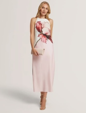 Ted Baker London Dames Bloemenprint Lange Jurk, roze