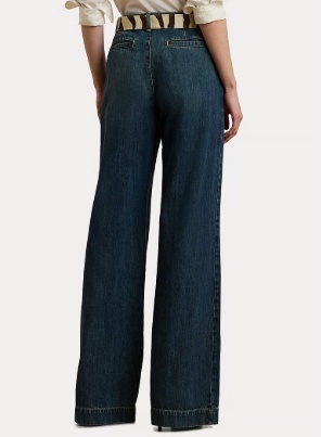 Lauren Ralph Lauren Dames Wijde Sprijkerbroek, blauw