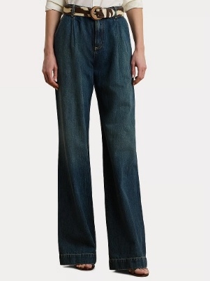 Lauren Ralph Lauren Dames Wijde Sprijkerbroek, blauw