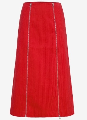 nué notes Dames Lange Corduroy Rok, rood