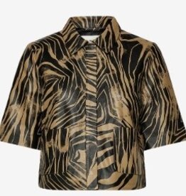 Munthe Dames Leren blouse, bruin