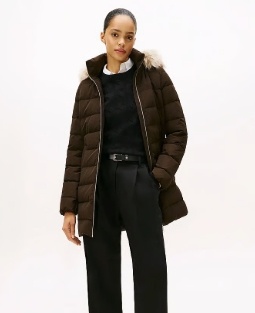 Tommy Hilfiger  Dames winterjas, donkerbruin
