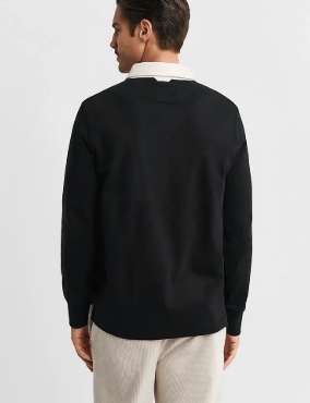 GANT Rugby Heren Lange Poloshirt, zwart