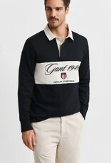 GANT Rugby Heren Lange Poloshirt, zwart