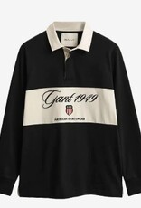GANT Rugby Heren Lange Poloshirt, zwart