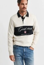 GANT Rugby Heren Lange Mouwen Poloshirt, zwart