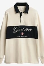 GANT Rugby Heren Lange Mouwen Poloshirt, zwart