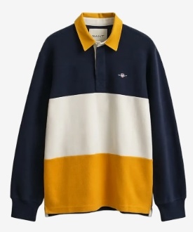 GANT Rugby Heren Lange Mouwen Poloshirt, blauw