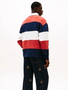 Tommy Jeans Rugby Heren Lange Poloshirt, blauw