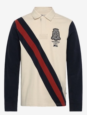 Morris Rugby Heren Lange Poloshirt, creme