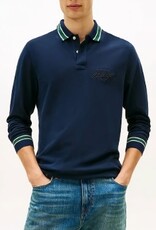 Tommy Hilfiger Rugby Heren Lange Mouwen Poloshirt, blauw