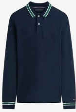 Tommy Hilfiger Rugby Heren Lange Mouwen Poloshirt, blauw