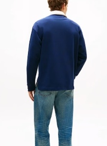 Tommy Hilfiger Rugby Heren Lange Mouwen Poloshirt, blauw