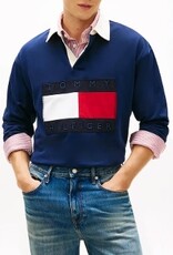 Tommy Hilfiger Rugby Heren Lange Mouwen Poloshirt, blauw