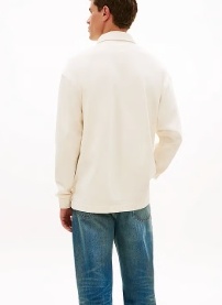 Tommy Hilfiger Rugby Heren Lange Mouwen Poloshirt, ivory