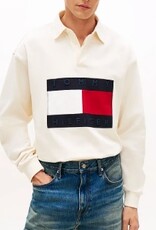 Tommy Hilfiger Rugby Heren Lange Mouwen Poloshirt, ivory