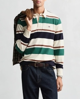 GANT Rugby Heren Lange Mouwen Poloshirt, ivory