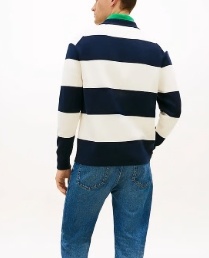 Tommy Hilfiger Heren Lange Mouwen Poloshirt, blauw