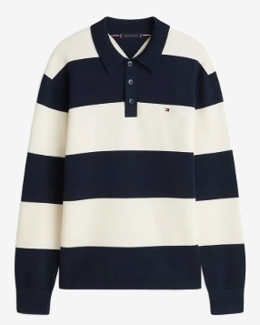 Tommy Hilfiger Heren Lange Mouwen Poloshirt, blauw