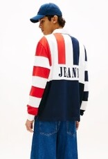 Tommy Jeans Rugby Heren Lange Mouwen Poloshirt, rood