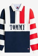 Tommy Jeans Rugby Heren Lange Mouwen Poloshirt, rood