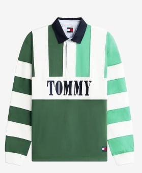 Tommy Jeans Rugby Heren Lange Mouwen Poloshirt, groen