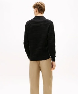 Tommy Hilfiger Heren Lange Mouwen Poloshirt, zwart