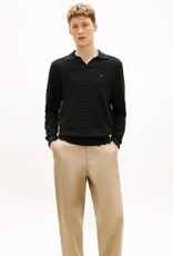 Tommy Hilfiger Heren Lange Mouwen Poloshirt, zwart