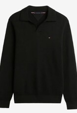 Tommy Hilfiger Heren Lange Mouwen Poloshirt, zwart