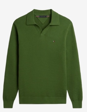 Tommy Hilfiger Heren Lange Mouwen Poloshirt, groen