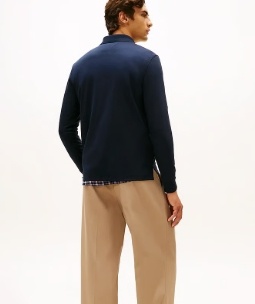 Tommy Hilfiger Heren Lange Mouwen Poloshirt, blauw