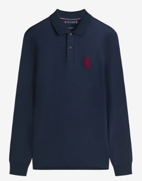 Tommy Hilfiger Heren Lange Mouwen Poloshirt, blauw